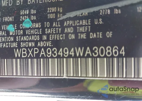 2004 BMW X3 3.0I from USA, damaged, VIN WBXPA93494WA30864